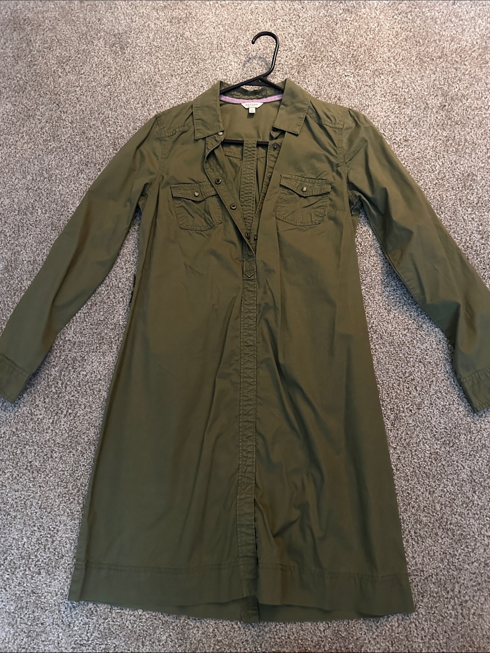 Olive Utility Shirt Dress Jacket - Women's Longline